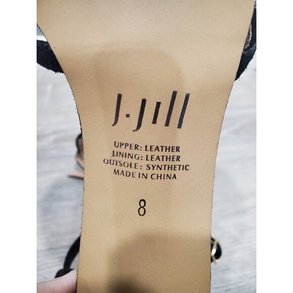 J. Jill Lyla Suede Open Toe Shoe Sz 8 Ankle Strap Block Heel Classic Black - Picture 7 of 10